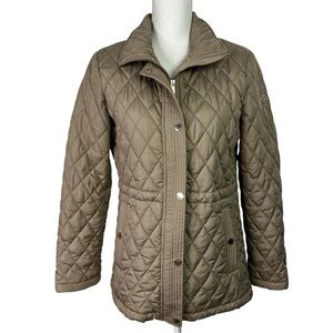 Michael Michael Kors Women’s Quilted Jacket Small Tan Full Zip/Snap Flaw/Stain
